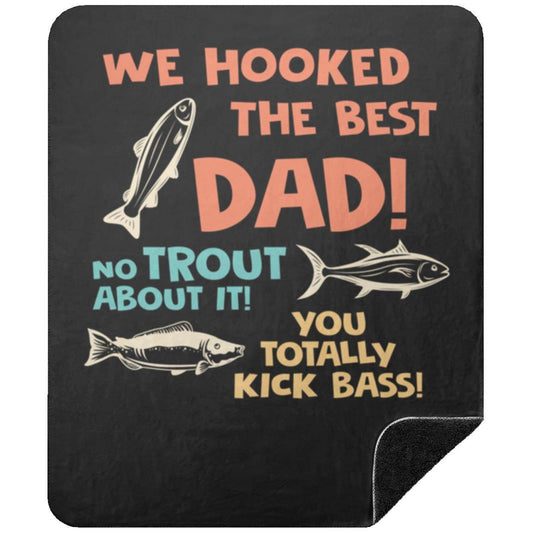 DAD Premium Fluffy Sherpa Blanket with silky smooth front and black sherpa back, full color print, 1 cm thickness