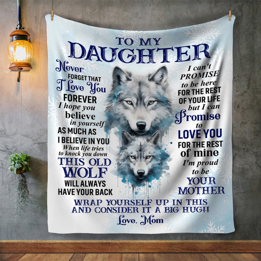 Daughter Fluffy Sherpa Blanket with "To My Daughter Never Forget That I Love You" message and premium silky-smooth front