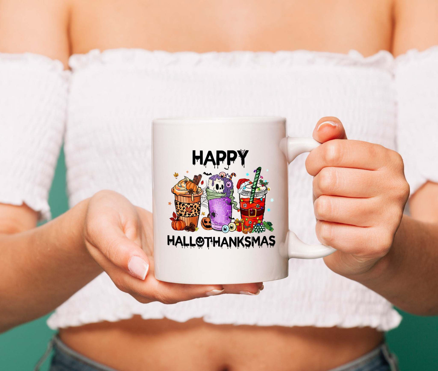 White ceramic mug with This Witch Needs Coffee text and witch design, high quality sublimation print