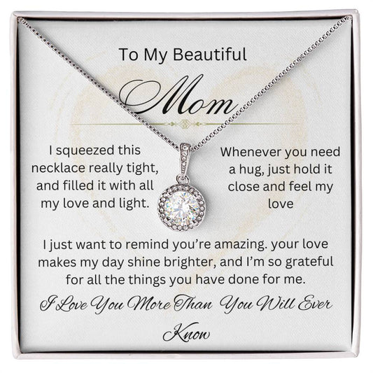 Eternal Love Necklace with 14k white gold finish and cushion-cut cubic zirconia pendant
