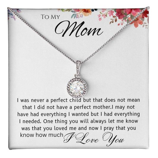 Eternal Love Necklace with cushion-cut cubic zirconia pendant and 14k white gold finish on adjustable chain in gift box