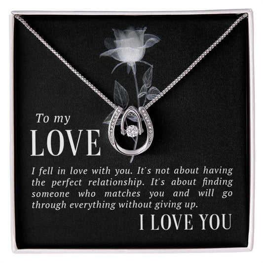 White gold love necklace with cubic zirconia pendant, perfect Valentine's Day gift