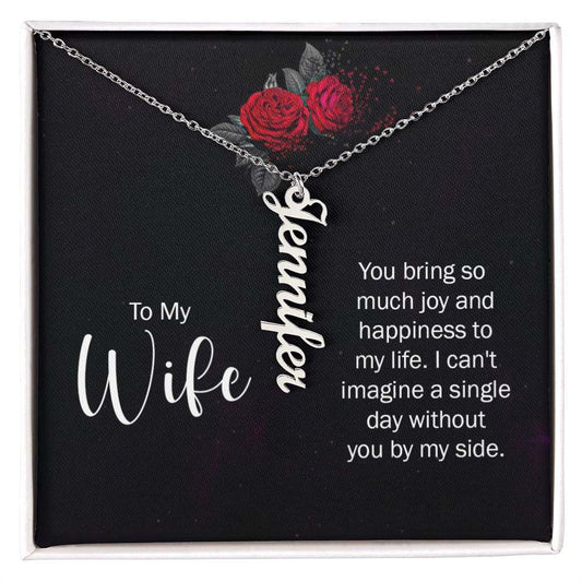 Custom Multi Vertical name necklace with cursive design on adjustable cable chain