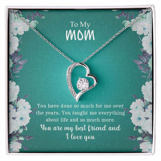 Forever Love Necklace Mothers Day Gift with CZ crystal heart pendant in gold finish
