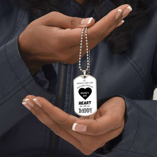 High-quality 18k gold finished Dog Tag Pendant keychain with personalized engraving option for daughters