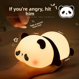 Adorable lying panda night light with warm white LED glow and touch control