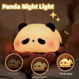 Cute cartoon panda night light for kids made of safe silicone with adjustable warm white LED, USB rechargeable and portable design